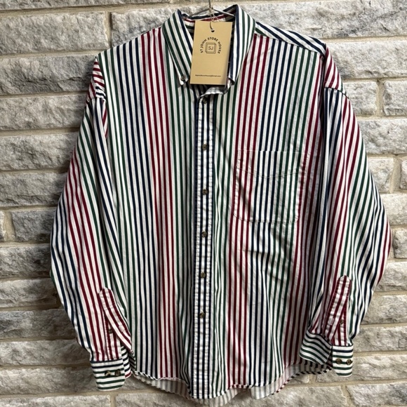 Vintage Natural Issue Mens /Womens Button up Sz M 90s Striped Classic Piece y2k - Picture 1 of 8
